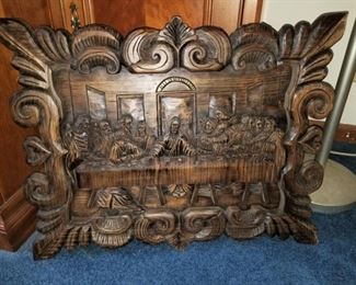Unique Solid Wood Decor of the Last Supper with Christ