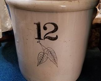 12 Gallon Birch Leaf Antique Crock