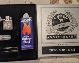 Camel 80th anniversary Zippo lighter and service kit