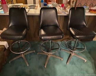 Black Swivel Barstool with Footrest