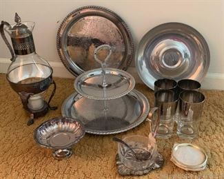 Assortment of Silver Plated and Chrome Kitchen Items