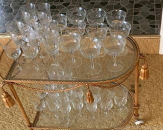 Collection of Vintage Etched Glass Stemware