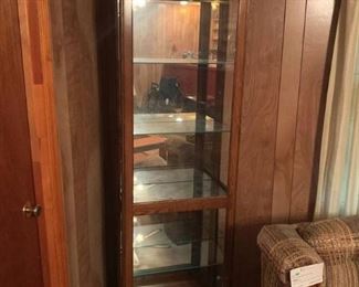 Lighted Mirror Black Curio Cabinet