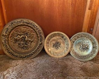 Vintage Brass Colored Decorative Wall Plates