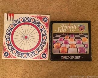 Vintage Dart Board and Checkers Set