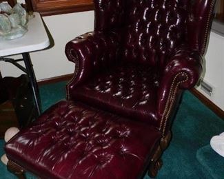 Leather Chair with Ottoman 