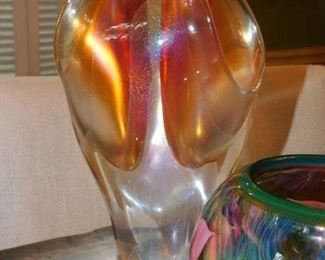 LARGE LOTTON GLASS Sculpture "Bridal Veil" ... THE COLORS IN PERSON ARE VIBRANT !