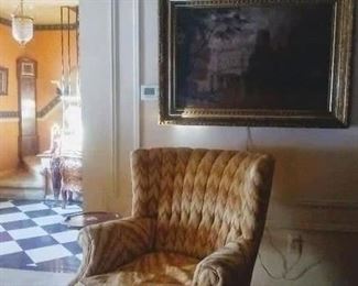 Oil of Warwick Castle.  1930's Grandmother's clock by Enfield