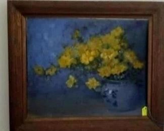 Oil on canvas, From the Country Garden by E. M. Scott.