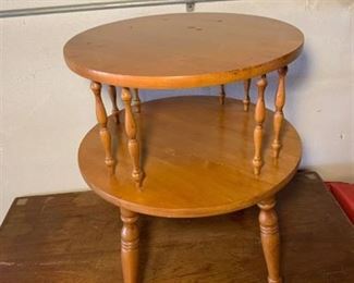 Round Wood Two Tier End Table