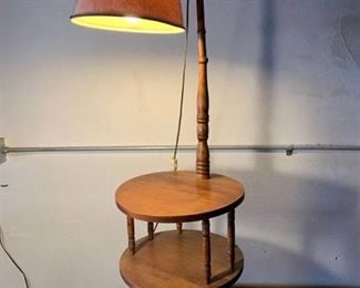 Round Wood Two Tier Table Lamp Works