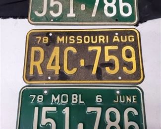 Lot of 3 Vintage Liecence Plates (1978)