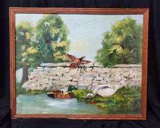 E. Bowman Painting of Ducks Waiting