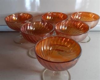 Lot 6 Carnival Glass Dessert Dishes