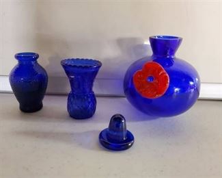 Lot of 4 Cobalt Glassware