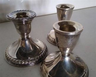 2 Sterling Weighted , 1 Rogers Candle Holders