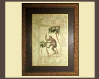 Cute Large Framed Monkey Print 