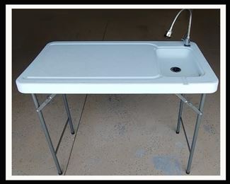 Excellent Portable Folding Fish Cleaning Table; just need a water supply and a bucket