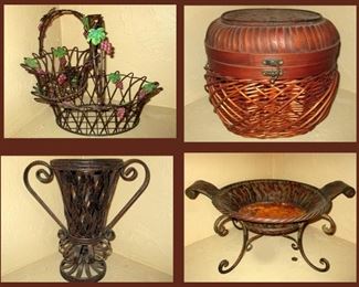 Decorative Metal Items and Basket 