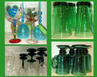 Lots of Glasses including Floating Pool Wine Glasses 