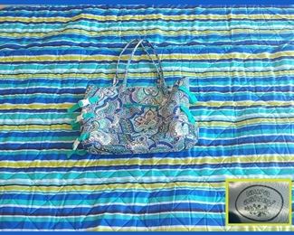 Laura Ashley Beach Blanket with Bag; Blanket folds up and fits into the bag 