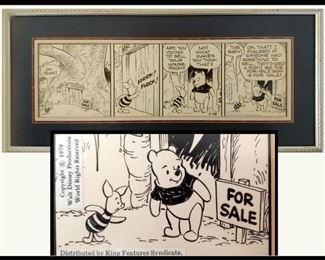 Winnie the Pooh Framed Cartoon; Distributed by King Features Syndicate, Copyright 1979 Walt Disney Productions. The Certificate on the Back Reads, Original Daily Comic Strip Drawn by Walt Disney Artists