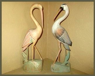 Pair of Lovely Wooden Herons 