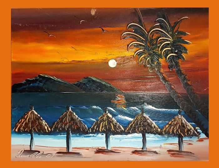 Pretty Painted Signed Tile