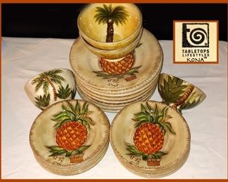 Tabletops Lifestyles Kona Pineapple and Palm Tree Dishes