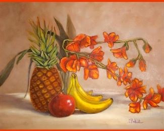 Signed Still Life Oil on Canvas 