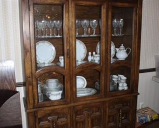 CHINA CABINET, WATERFORD STEMWARE, CHINA SET