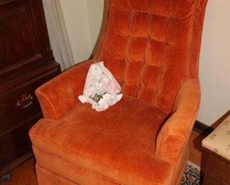 UPHOLSTERED ORANGE ROCKER