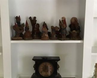 Collection of gnomes! antique Mable clock