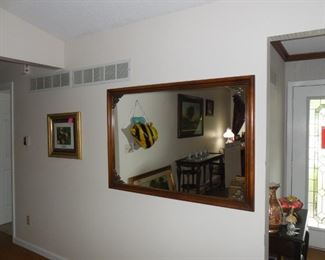 Beautiful mirror light walnut frame w/lattice work in corners 52.5"x36"