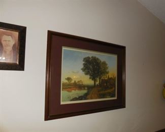Thomas Creswick painting - The Village Smithy - walnut frame 43"x33"