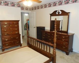 Cherry Cort Dixie Bedroom Set (Schubert Design)                 foot/headboard/frame, dresser/mirror and high boy chest