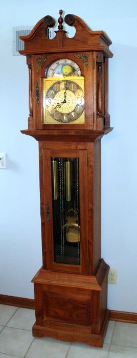 Solid Wood Emperor Grandfather Clock, Dial Marked Made In West Germany, 81" x 19.5" x 12.25", Chimes Are Working