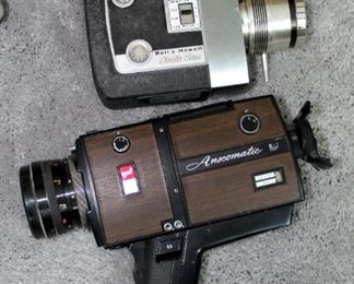 Vintage Camera Collection Including Polaroid Land Camera 210, Kodak Pony IV Camera With Leather Case & Kodalite Super M4 Flash Holder, Bell & Howell Zoomatic Director Series, And GAF ST/600P Anscomatic With 6-1 Motor Zoom