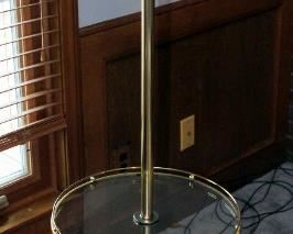 5' Metal Floor Lamp With Round Glass Shelf