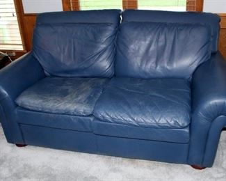 "Leather Center" Two Cushion Leather Love Seat, 33" x 70" x 37.5"