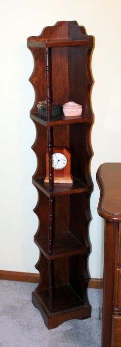 Solid Wood Corner Shelf 54" x 8" x 8", With Battery Operated Clock And Metal Trinket Box