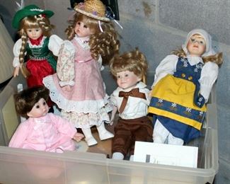 Porcelain Doll Collection, Qty 5, With Stands