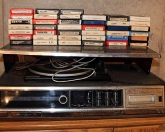 Vintage Zenith 4 Channel Solid State Receiver With 8-Track Tape Player, Zenith Allegro Speakers Qty 2, And 8-Track Tapes Qty 39