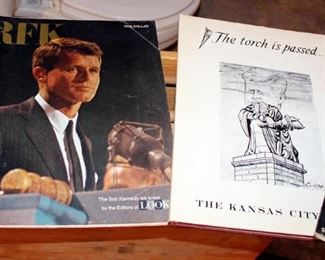 John F Kennedy And Robert F Kennedy Memorial Collection Including 1968 Life Magazine Special Edition, 1968 Look Magazine, KC Star Hardback Book, & The Kansas City Kansan "Four Days" Hardback Book