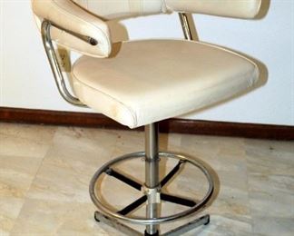 Vintage Vinyl Bar Stool With Swivel Seat, 44", Seat Height Measures 31"
