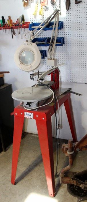 RBI Industries "The Hawk" Precision Scroll Saw, Model 220-3, On Metal Stand, Includes Magnification Lamp, Total Measurements: 68" x 14.5" x 32"