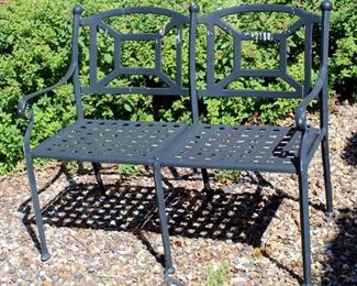 Metal Garden Bench With Lattice Style Seat, 33.5" x 40.5" x 22"