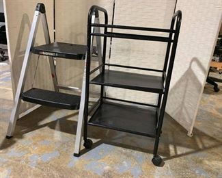 Step Ladder and 3 Tier Rolling Cart