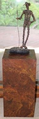 Wire Sculpture, laminated pedestal