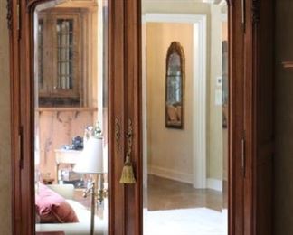 Mirrored Door, Carved Wood Armoire